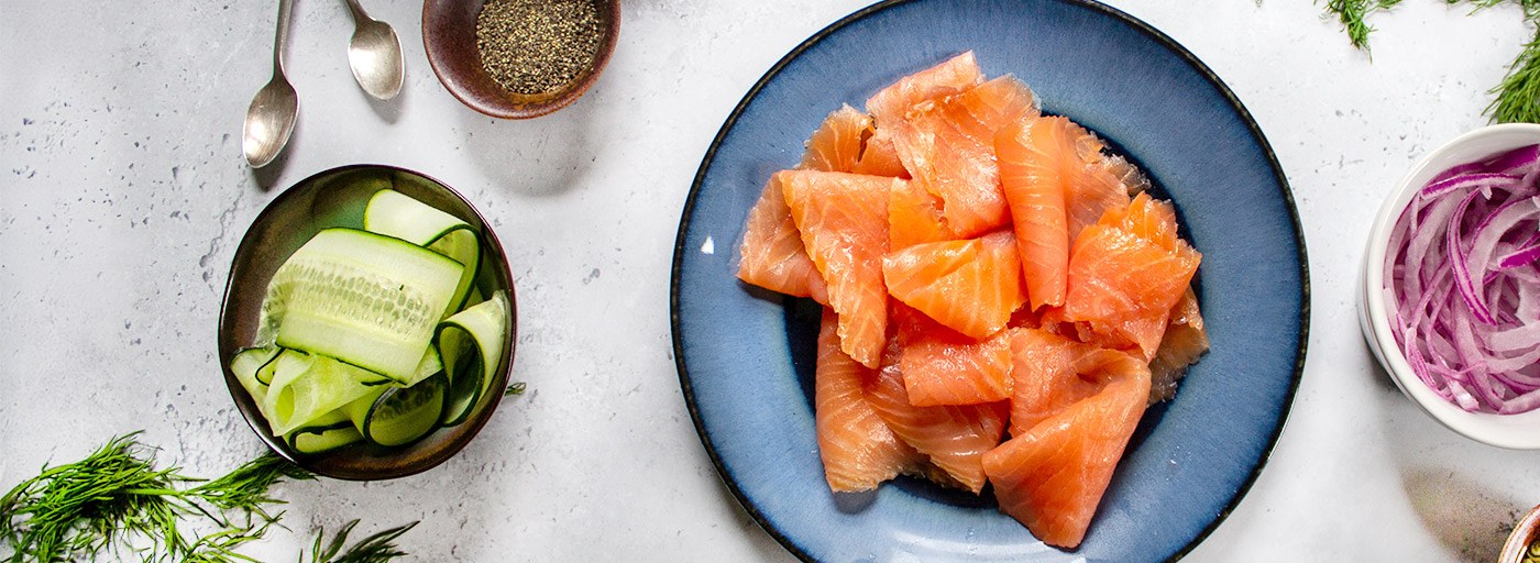 smoked salmon on a spring board